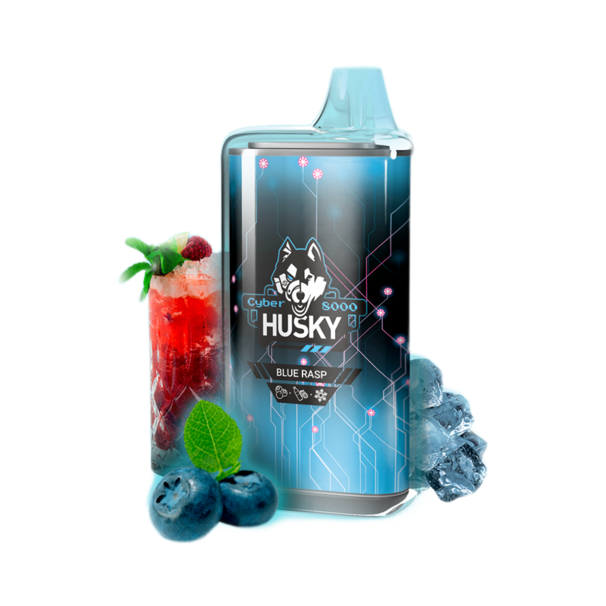 HUSKY CYBER NEW 8000 Черника малина виноград лёд